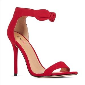 JustFab Red Natalie Ankle Strap Heels